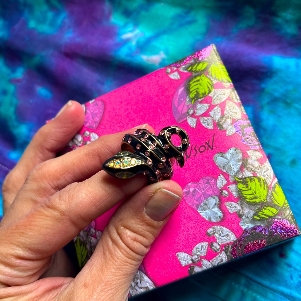 Betsey Johnson Black Snake Statement Ring